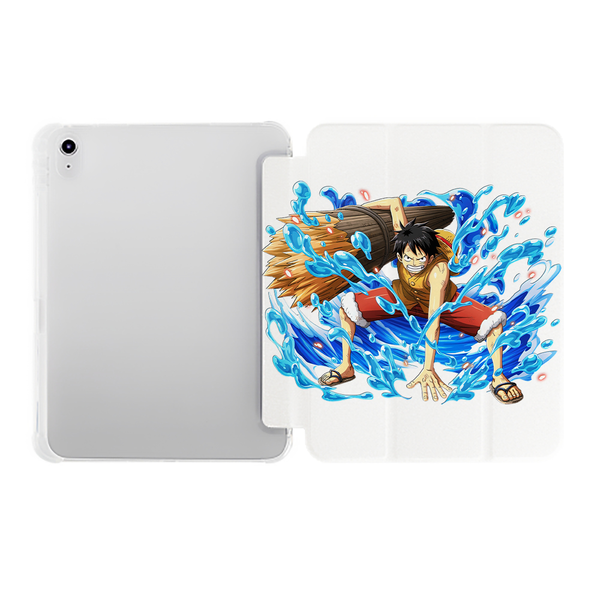 （画像用） ワンピース モンキー・D・ルフィ ONE PIECE Monkey D. Luffy IPad ケース ペン収納付き 三つ折りスタンド PUレザー×シリコン 対応機種9.5/10.5/10.9インチ